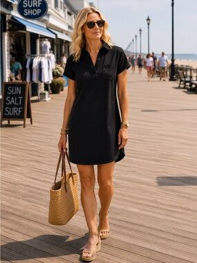 Frank & Eileen Lauren Polo Dress in Black